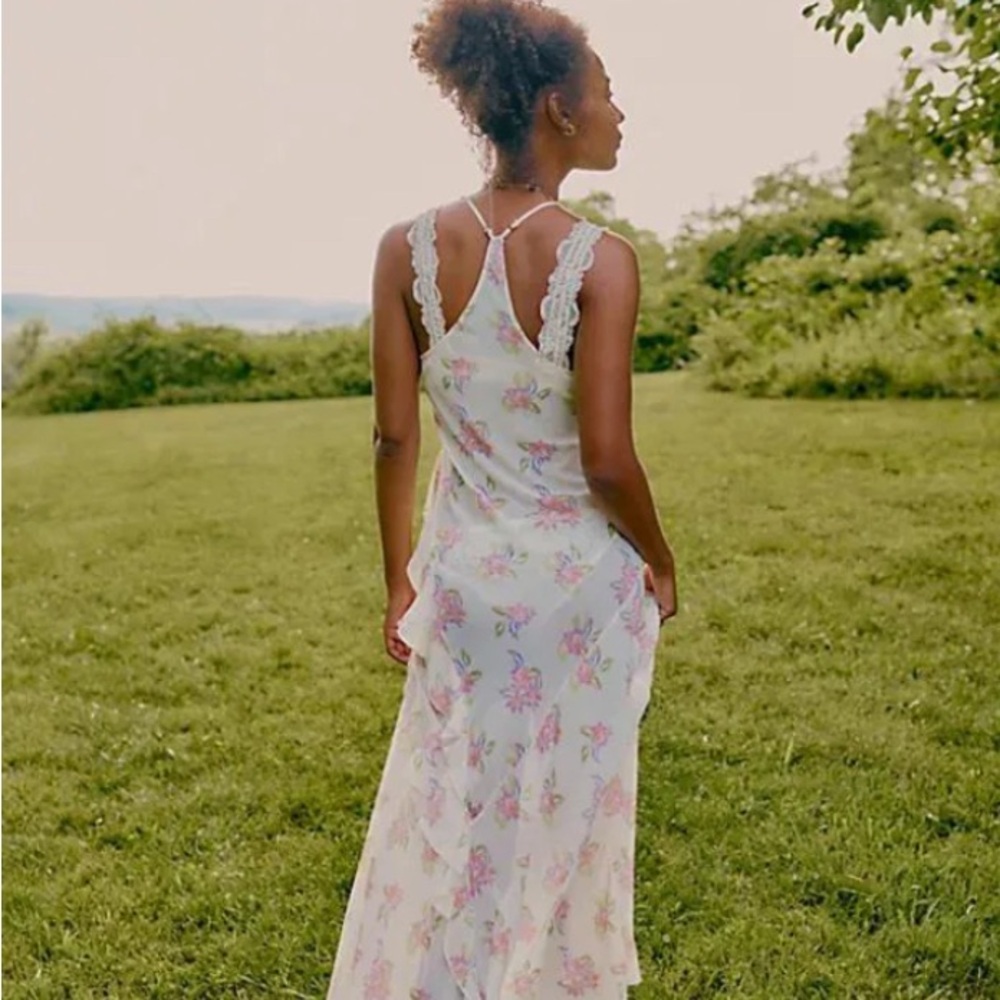 Free People Cream Sleeveless V-Neck Maxi Sundress - Picture 4 of 10